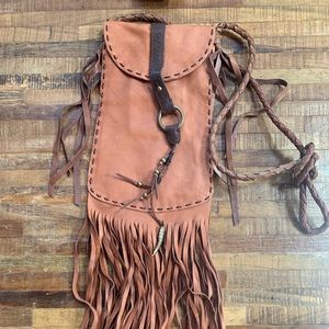 Lucky Brand tassel leather crossbody bag